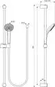 Brausekombination von Ideal Standard mit Wandhalterung und Handbrause. Das Design zeigt eine runde Brause mit einem schlanken Schlauch und Halterungen zur Installation.